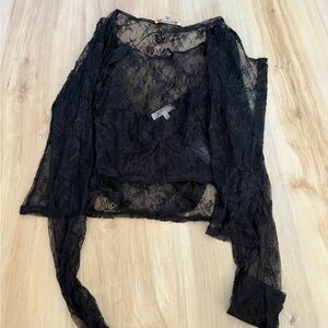 Wayf Sheer Black Lace Blouse